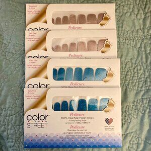 4 pks, Color Street Nail Polish Strips, Mermaid Blue, Ballet Pink